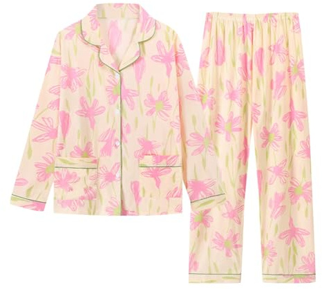 Kiduoua Pigiama Donna Pile Abbigliamento da Casa XXL Pigiama Peloso Cotone con Bottoni Pile Pesante Caldo Invernale Due Pezzi Tuta Pigiami Flanella Felpato Taglie Forti