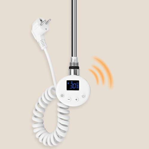 S'AFIELINA Elemento Riscaldante Radiatore Bagno 900W WiFi Bianco | Resistenza Elettrica Scaldasalviette con Termostato, Timer e Display LCD, Resistenza per Termosifone, Solo Elemento