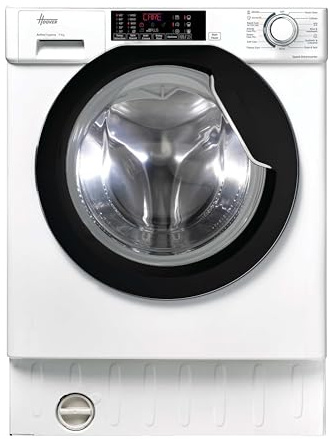Hoover H-WASH 300 Pro Integrated Washing Machine, 9kg, White & Black | Inverter Motor, Hygiene Pro, Rapid Cycles, 15+1 Programmes, 1400rpm, A Class, HBWS 494DMBW5-80