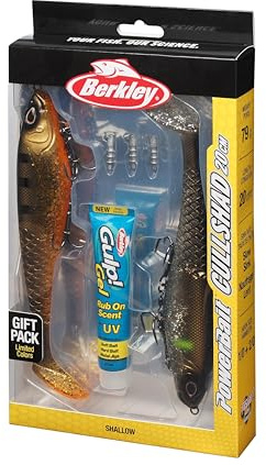 Berkley Cullshad Softbait Angelköder-Geschenkset 20 cm | 2X Limitierte Farben | Inklusive Berkley Gulp! Gel & Nail Weights | Raubfisch-Angelköder-Set, Varied