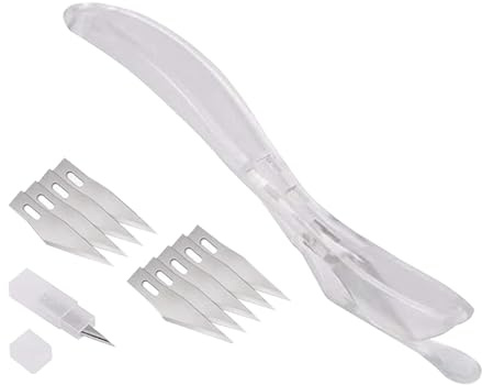 Wrapping Paper Cutter, Christmas and Birthday Sliding Gift Wrap Cutter Tool with 10 Blades, Wrapping Supplies Wallpaper Knife Window Film Car Wrap Kit, White