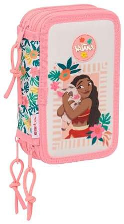 safta VAIANA Schulmäppchen mit 37 Utensilien, Kindermäppchen, ideal für Kinder von 5 bis 14 Jahren, bequem und vielseitig, Qualität und Widerstandsfähigkeit, 12,5 x 5,5 x 19,5 cm