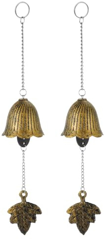 Mikikit Campanelli Eolici Giapponesi in Ghisa Vintage 2 Pezzi Carillon a Vento a Foglia D’Acero in Ferro per Esterni Decorazione Zen da Giardino Portafortuna per Patio e Portici
