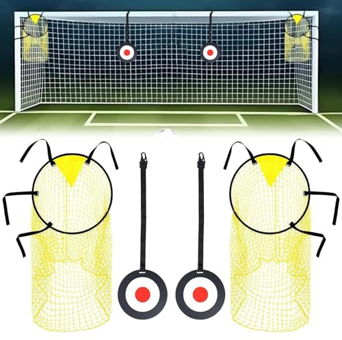 Ninoclar 4PCS Football Training Equipment: 2 Top Bins + 2 Targets, Easy Attach/Detach Soccer Goal Net, Enhances Shooting Accuracy, Yellow