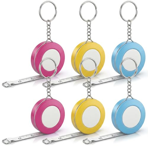 Elegaperma 6 Stück Massband Körper, 150cm/60inch Tape Measure Body | Massband mit Schlüsselring, Mini Körper Maßband für Nähen - Kleidung, Oberweite, Kopfumfang (Mehrfarbig)