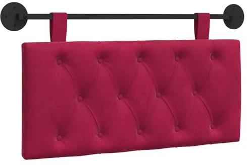 vidaXL Hängendes Kopfteil Weinrot Samt, Schlafzimmer, modernes Wand-Kopfteil, rechteckig mit Samtbezug, gesteppt, Holzwerkstoff, platzsparende Dekoration