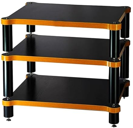 Easnuroz HiFi-Rack AV-Regal 3/4-stufiges HiFi-Rack/Plattenspielerständer Hohes Schrankmöbel Für Stereoanlagen, Eck-TV-Möbel(Wood Color-B,60 * 60.5 * 48cm)