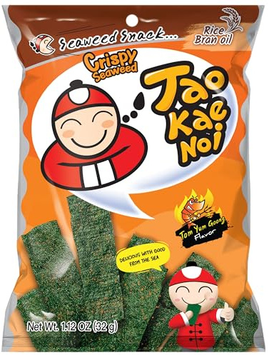 Tao Kae Noi Crispy Seaweed Snack Tom Yum Goong, Algensnack mit Garnelengeschmack, 32 g