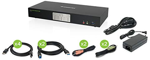 IOGEAR 2-Port 4K Dual View DisplayPort KVMP with USB 3.0 Hub and Audio (GCS1942)
