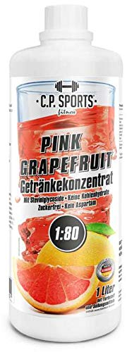 C.P. Sports Getränkesirup PINK-GRAPEFRUIT für Mineraldrink I VITAMINE + ZUCKERFREI* I Getränkekonzentrat Sirup 1:80 zum Mixen mit Wasser für Vital-Drink Sport-Getränk I 1 Liter + Pumpspender