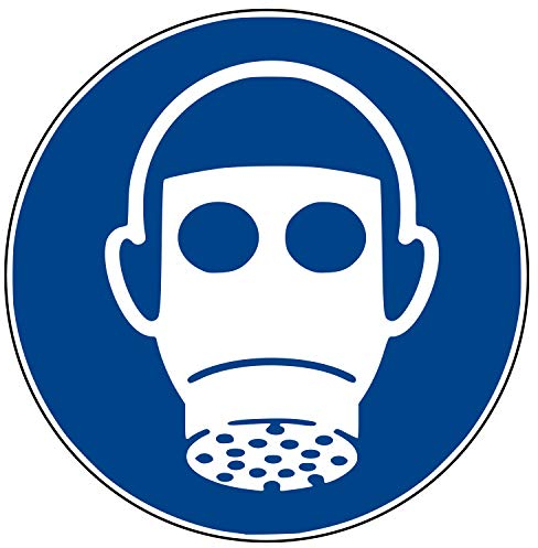 M017 Gebotszeichenaufkleber | Atemschutz benutzen | Selbstklebend Folie für Betriebe, Produktion & Kliniken | 10 Stück 50 mm | PlottFactory