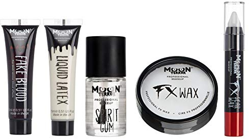 Moon Terror Pro SFX Halloween-Spezialeffekt-Make-up-Set, Kunstblut, Flüssiglatex, Modellierwachs, Kaugummi, FX-Make-up (5 Stück (1 Stück))
