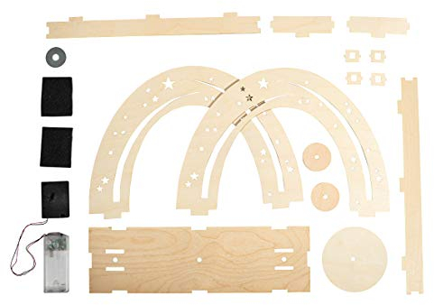 Rayher Holzbausatz Nachthimmel, Holz FSC Mix Credit, 3D-Bausatz mit Drehmechanismus, natur, 30x9x23cm, 18teilig inklusiv Drehteller, Box, Weihnachtsdekoration, 63062505