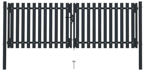 vidaXL Doppeltür-Zauntor aus Stahl 300 x 100 cm Anthrazit