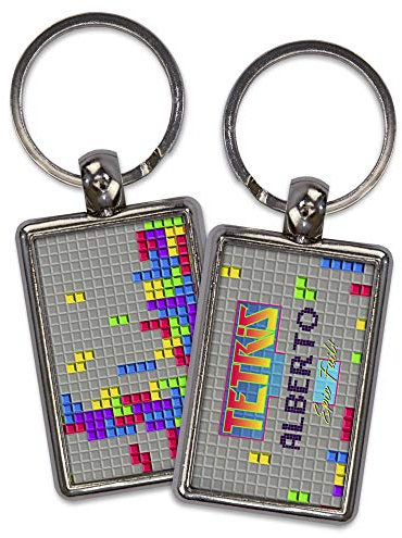 Porte-clés pour la fête des pères. Cadeau original pour les geeks. Porte-clés personnalisé. Image sur les deux côtés. Forme rectangulaire. Différents modèles. Tetris