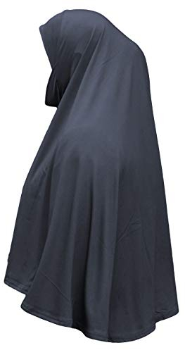Einteiliges Amira Kopftuch mit Kinnabdeckung, Large Hijab, Lycra Sport Hijab, dunkelgrau