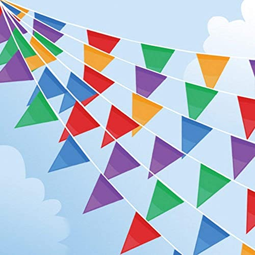 985 Pieds banderoles Drapeaux, 450 pièces Grands Drapeaux Multicolore Tissu Fanion Guirlande extérieure pour Anniversaire Mariage Jardin Rue décoration de la Maison