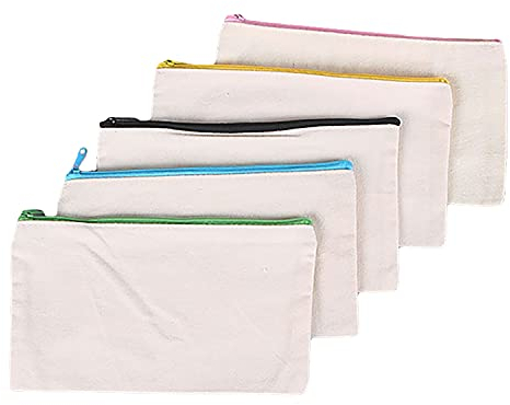 15 Stück DIY Blanko Stoff Federmäppchen,Makeup Tasche für Reisen,Schulmäppchen,Mäppchen,Kosmetiktasche Klein,kulturbeutel,kulturtasche,Schminktasche,Dokumententasche 20 x 14 cm