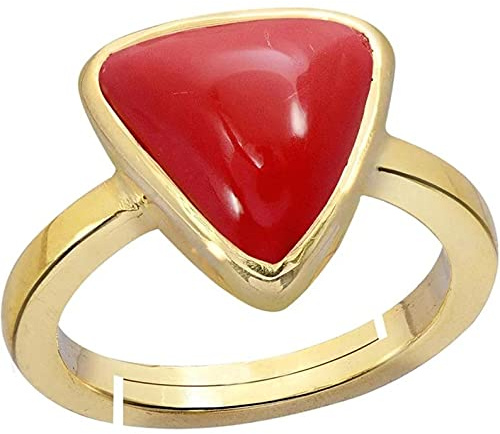 Arenaworld Unisex-Ring aus natürlicher zertifizierter roter Koralle/Moonga-Edelstein in Panchadhatu (Cooper), Geburtsstein-Schmuckring (Gold, 8,00 Karat)