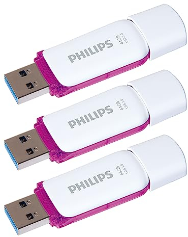 Philips 3 Unidades USB Super Speed Stick 64GB Memoria USB 3.0 Flash Drive Snow Edition para PC, Ordenador portátil, Almacenamiento de Datos de Ordenador, 3 x 64 GB de Lectura hasta 100MB/s