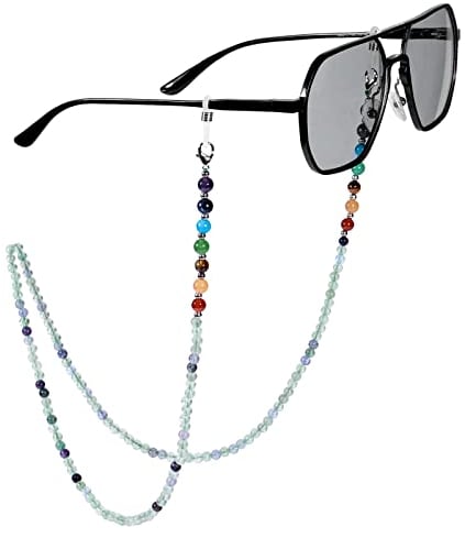 KYEYGWO Reiki 7 Chakra Stone Beads Eyeglasses Chain Crystal Beaded Necklace Sunglasses Retainer Holder