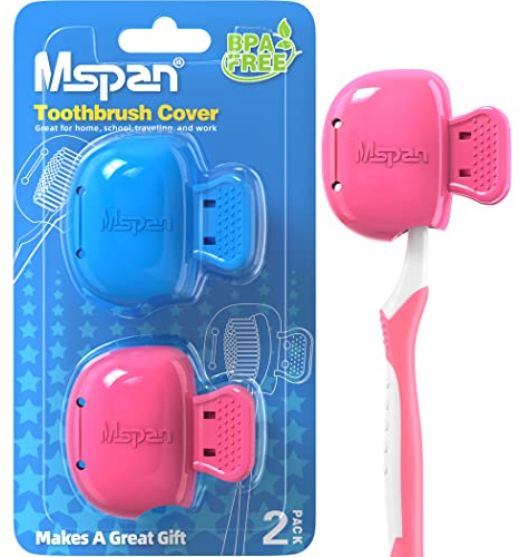 Mspan Zahnbürstenschutz-Clip-Pod: Zahnbürstenkopf-Kapseln, kompatibel mit Oral-B Philips Colgate für manuelle und elektrische Zahnbürste, 2 Packungen