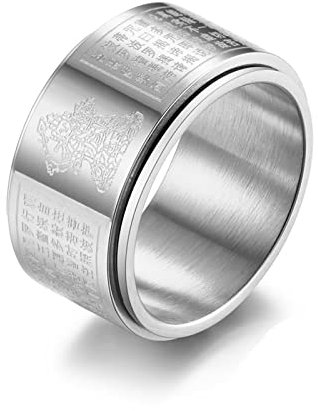 Stfery Ringe, Edelstahl Ring Mann 57 Silber 7 Manjushri Europäischer Stil Ringe Zubehör für Frauen Männer Paare
