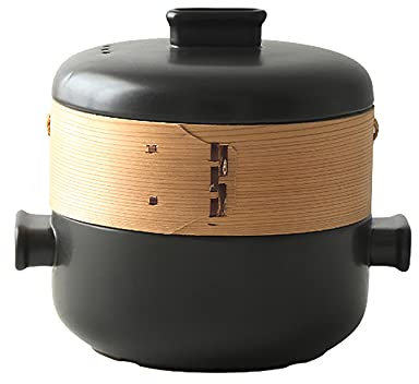 SHALOLY Japanese Casserole Pot with Steamer, Ceramic Pot CookingCasserole Dish Steam Stew Clay Pot for Cooking for Dinner, Banquet and Party,White,2.5L (Black 1.5L)