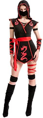 Spooktacular Creations Costume de ninja pour adulte Halloween pour femme, déguisement, fête costumée, tour ou traitement, fête cosplay (XX-Large)