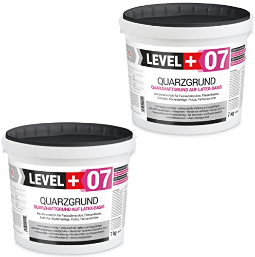 LEVEL+ Base al quarzo per intonaco, 14 kg, base per intonaco adesivo, primer per calcestruzzo, bianco, interno esterno RM07