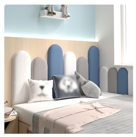 XILYZMO Bett Kopfteil Wandpolster, Wohnen Gepolstert Wandpaneel, Schälen Und Kleben Kopfteil, Von Verletzend Anti-Kollision Wandmatte Für Wanddekoration (Farbe : Blau, Größe : 55x200cm)