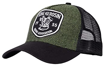 King Kerosin Herren Trucker Cap | Bikercap| Meshkappe| Karofront| Truckerkappe | Kariert |Caps | Fischgrad-Design Riding Association