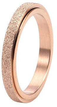 KnBoB Damenring, 3MM Titan Ring Rosegold Matt Spinner Angst Ring Größe 60 (19.1)