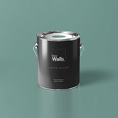 New Walls Premium Wandfarbe Grün, Salbei Liquid Luxury Dispersionsfarbe für Innenräume – 5 L