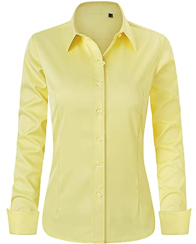 J.VER Womens Shirts Long Sleeve Stretch Dress Fitted Shirt Business Casual Work Office Ladies Blouses Shirts