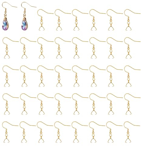 UNICRAFTALE 40 Stück Edelstahl Anhänger Verschluss Ohrringhaken Goldene Hypoallergener Ohrhaken Mit Klemmbügeln Metall Ohrhaken Angelhaken Für DIY Schmuckherstellung