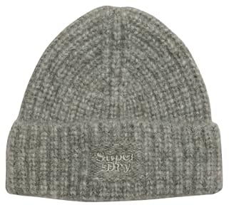 Superdry Damen Rib Knit Beanie Hat Baskenmütze, Grau (Grey Marl), One Size