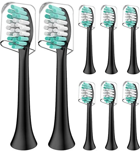 Ersatzbürstenköpfe kompatibel mit Aquasonic Black Series und Pro, 8 Stück, elektrische Zahnbürstenköpfe für Aqua Sonic Duo Pro und Vibe Serie, Schwarz