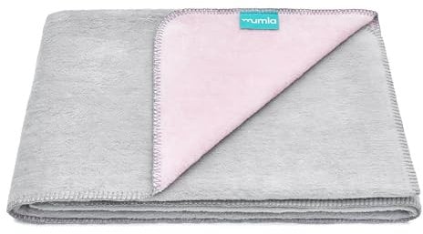 MUMLA - Kuscheldecke 100x150 cm, warme Decke für Schlafzimmer und Wohnzimmer, beidseitig verwendbar, hochwertiger Stoff, Rosa-Grau, Decke Sofa, tagesdecke, Blanket, Decke Baumwolle