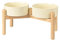 SPUNKYJUNKY Gamelle en céramique pour Chien, gamelle surélevée, gamelle d'eau avec Support en Bambou pour Chiens de Taille Moyenne et Grande (1800 ML, Beige)