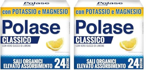 Polase Classico, Magnesio e Potassio, Integratore Alimentare, contro Stanchezza e Fatica Fisica, Caldo, Sali Minerali Organici, Gusto Limone, 24 Bustine (Confezione da 2)