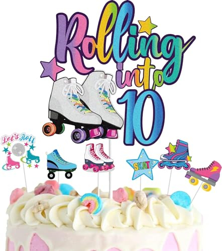 Kuchendekoration Cupcake Toppers, Rollschuh Kuchen Topper Picks, Tortenstecker, Tortendekoration, Rollschuh Tortenaufsatz, für Skaten Thema, Geburtstag Party Kuchen Dekorationen (E)