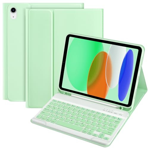 TQQ Étui avec clavier pour iPad A16 11 génération 2025/10 génération 2022 (11/10,9), clavier Bluetooth sans fil amovible pour iPad 11e/10e génération, disposition allemande QWERTZ