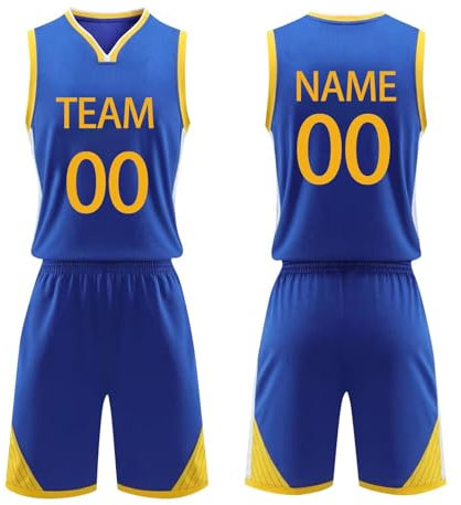 Kinder/Erwachsene Personalisiertes Basketballtrikot, Basketball Trikot Shirt und Shorts, Kinder/Erwachsene Personalisiertes Basketball Jersey, Kinder/Erwachsene Basketball ärmellose Anzug blau 5XL