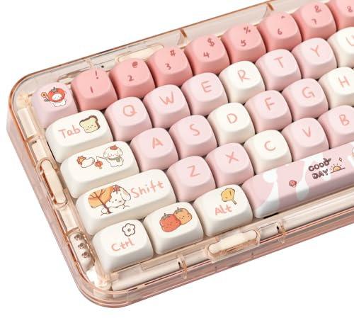 Catekro Juego de 144 teclas MOA Profile Pink Dog Theme Keycaps para teclados mecánicos 60/75/87/96/100/104/108%