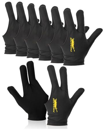 KGDUYC 8 Stück 3-Finger-Handschuhe, dehnbar, schwarz, atmungsaktives Netz, Billardhandschuhe aus hochwertigem Nylon