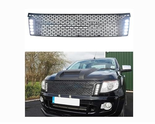 Auto Frontstoßstange Kühlergrill Front Gitter für Ford Ranger T6 2012-2014, WetterfestKühlergitter Kühlergrill Frontgrill Waben-Kühlergrill Dekoration Abdeckung Zubehör