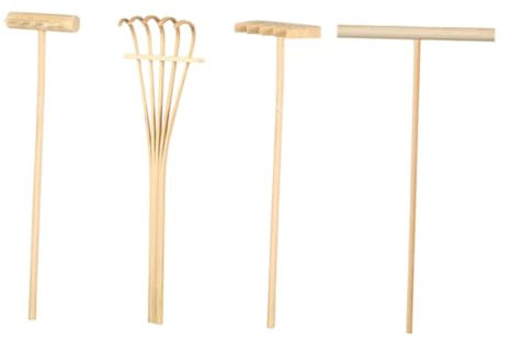 Abaodam 4pcs Sand Smoothing Rake Set Gear Rake Four-tooth Five-claw Curved and Sand Scraper for Miniature Tables and Micro Decoration Crafts