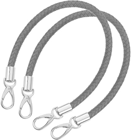 QUARKZMAN Taschenhenkel Lederriemen für Taschen, 2 Stück 50cm PU Taschengurt mit Metallschnallen Taschengriffe für Geldbörse Häkeltaschen Handtaschen(Dunkelgrauer Gurt+Silberner Verschluss)