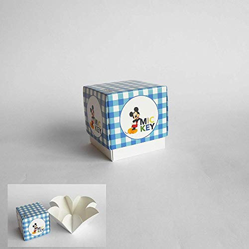 Generico 20 PZ Topolino Party Scatola Fleur portaconfetti 7x7x7 cm Blu